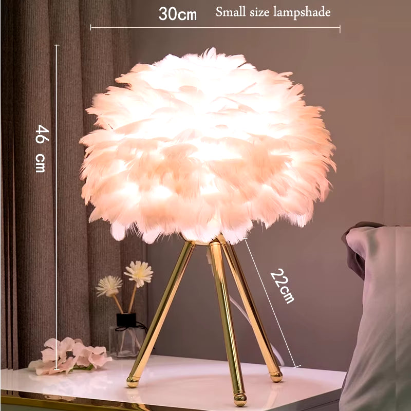 Feather Bedroom Lamp Modern Bedside, Living Room,Coffee Shop Decoration