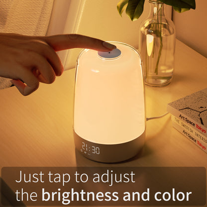 Sunrise Alarm Clock, 3 Ways Dimmable Modern Small Digital RGB Bedside Lamp for Heavy Sleeper