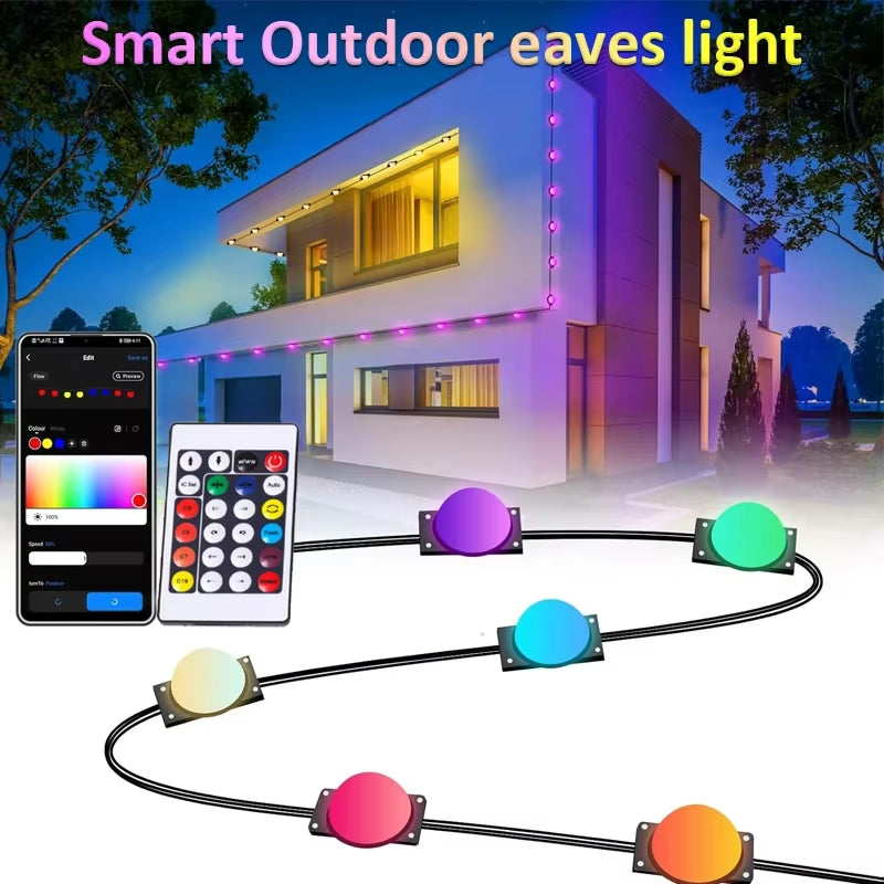 Permanent house christmas lights kit -  Waterproof String with Remote App, DIY Music Sync, and Timer