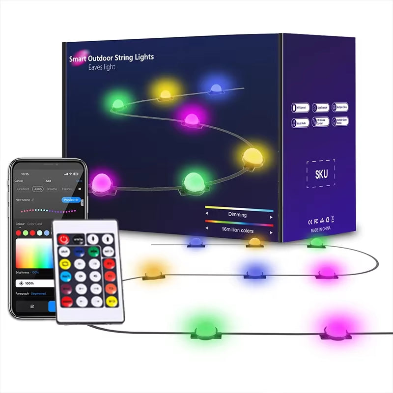 Permanent house christmas lights kit -  Waterproof String with Remote App, DIY Music Sync, and Timer