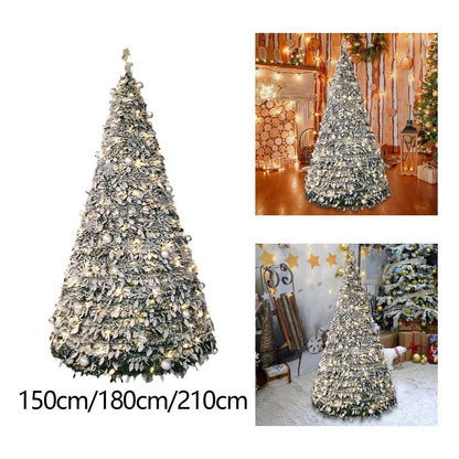 Foldable Christmas Tree with Decorative Lights PVC Material for Dining Rooms