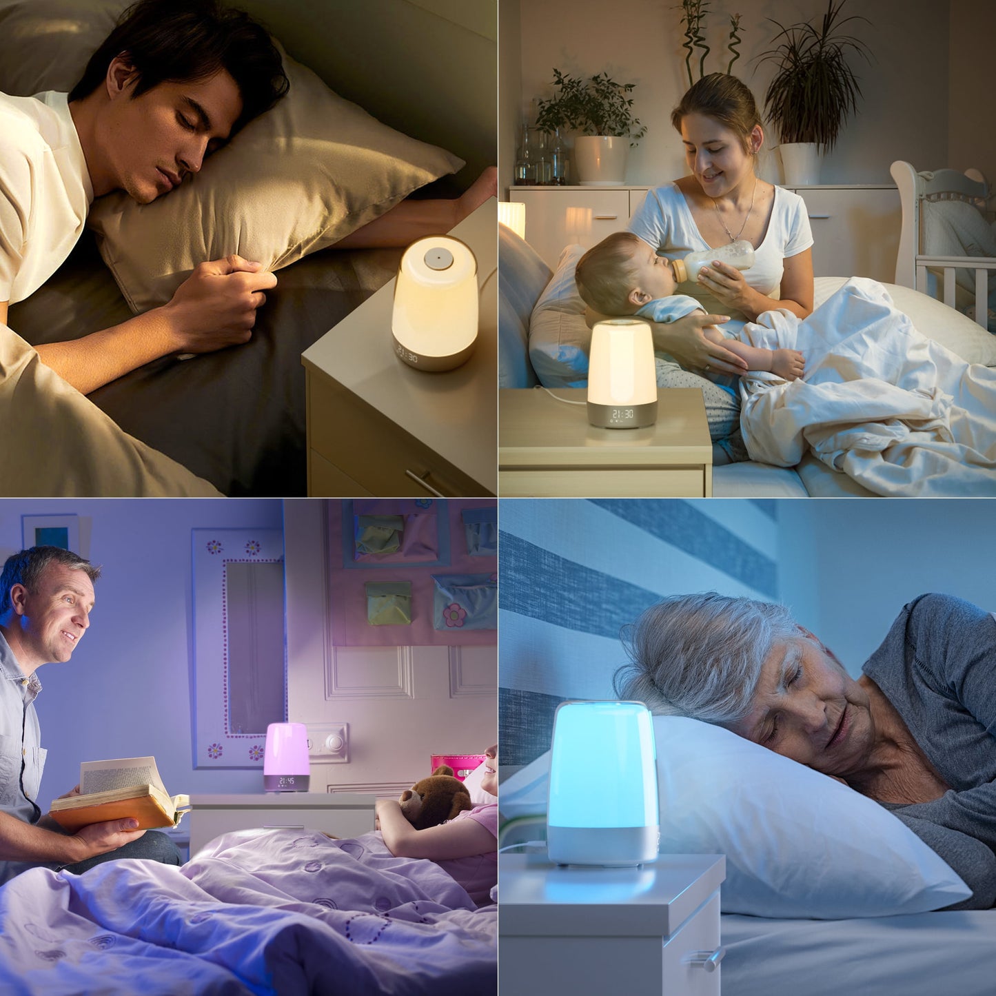 Sunrise Alarm Clock, 3 Ways Dimmable Modern Small Digital RGB Bedside Lamp for Heavy Sleeper