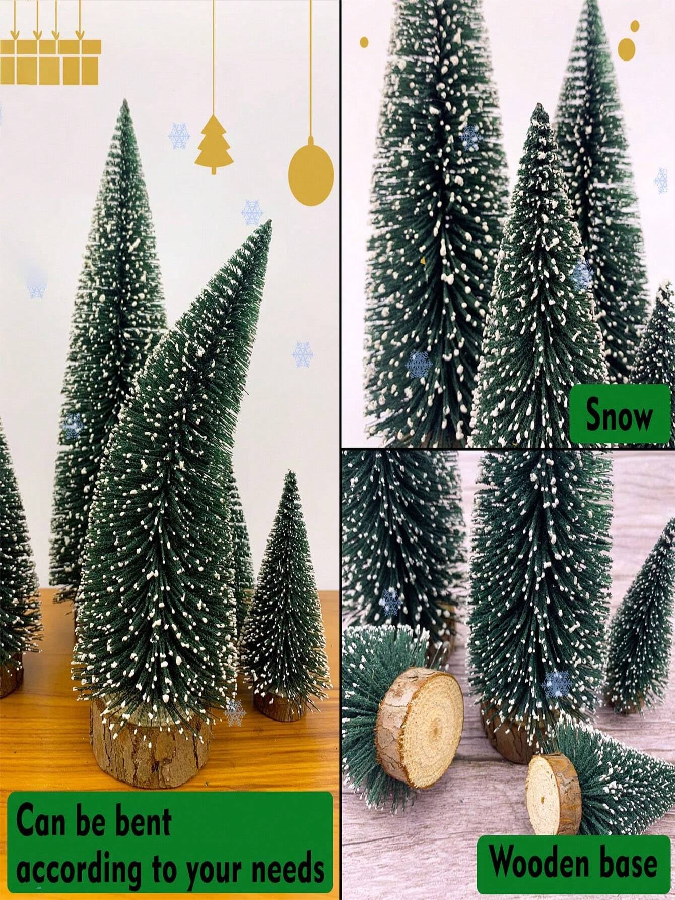 5Pcs Mini Christmas Tree Small Christmas Tree Desktop Miniature Pine Tree Trees with Wooden Base for Christmas Decor Christmas Party Home Table Craft Decorations Contains Sizes,Christmas