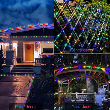 Solar Rope Lights Outdoor, 39.4Ft 120LED Solar Rope Lights Outdoor Waterproof, PVC Tube Solar Fairy Lights(Multi Color)