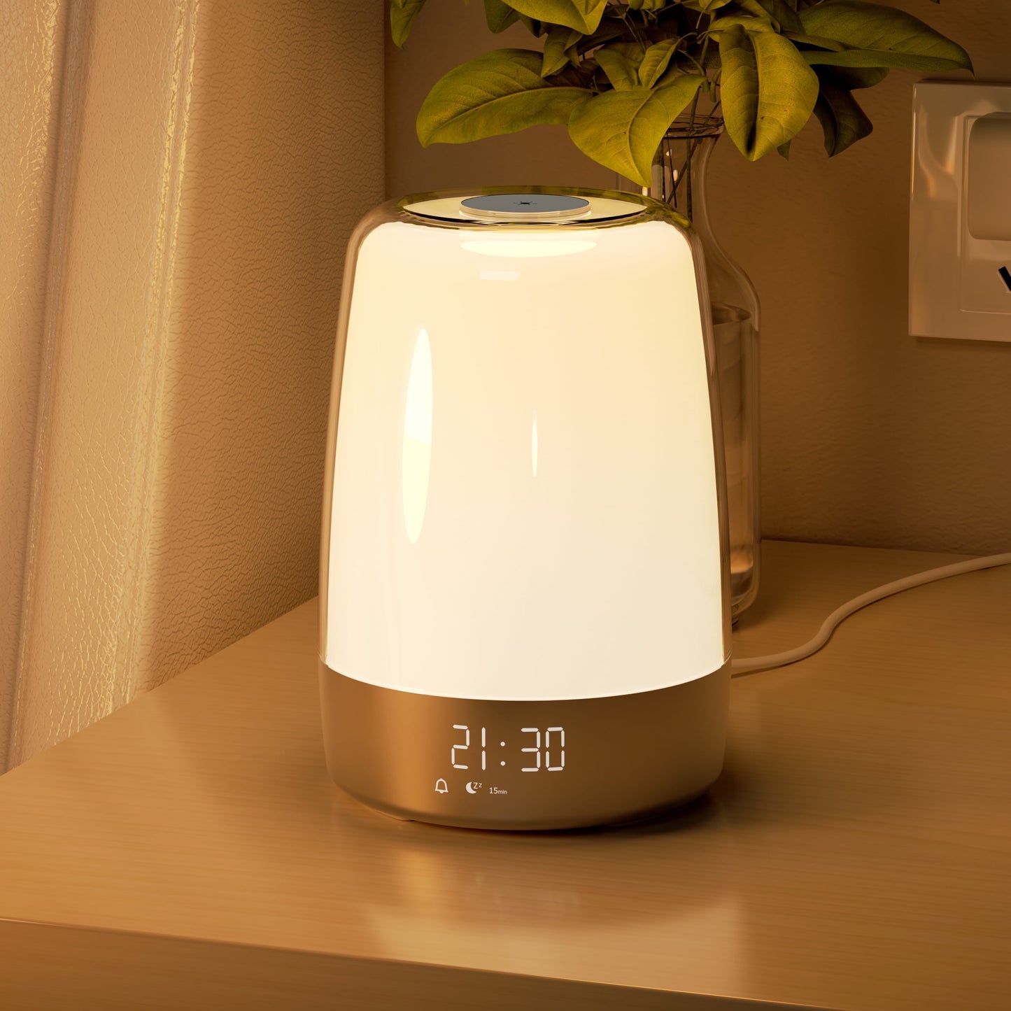 Sunrise Alarm Clock, 3 Ways Dimmable Modern Small Digital RGB Bedside Lamp for Heavy Sleeper