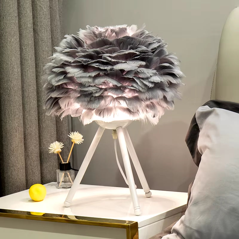 Feather Bedroom Lamp Modern Bedside, Living Room,Coffee Shop Decoration