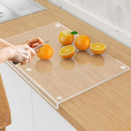 Acrylic Cutting Board with Non-Slip Base - Transparent Kitchen Countertop