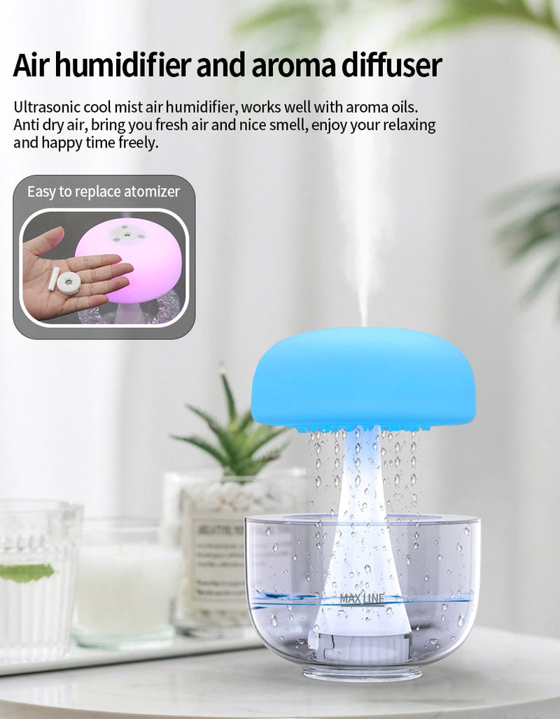 Jellyfish Raindrop Ultrasonic Humidifier with Seven-Color Ambient Lighting